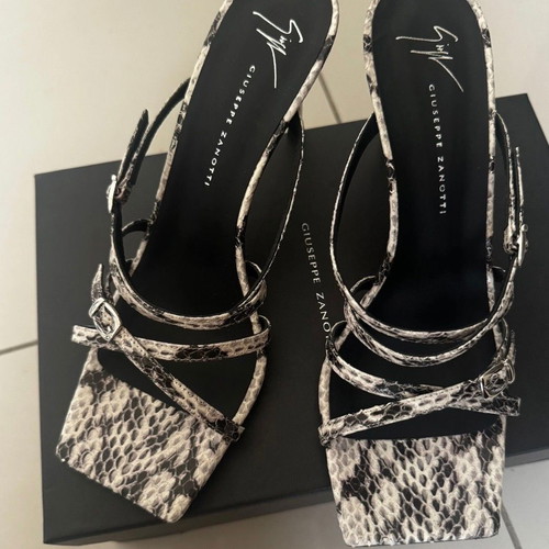 Giuseppe Zanotti snakeskin heel sandals used, metallic 85 heel, size 38.5
