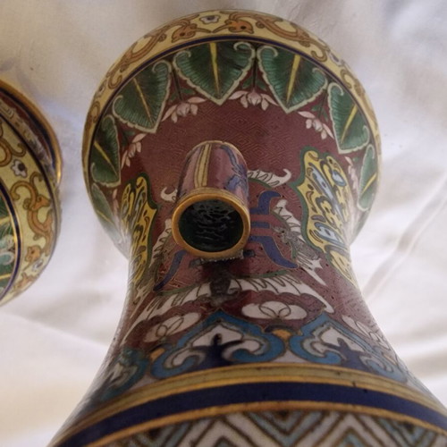 Chinese vases used, pair, 24.5 cm, early 20th century