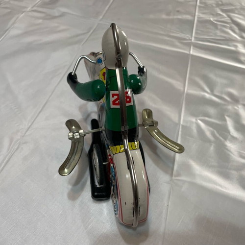 Motorcyclist old tin toy like new