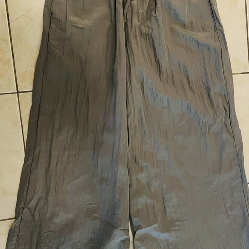 Zara wide satin pants, grey, size L