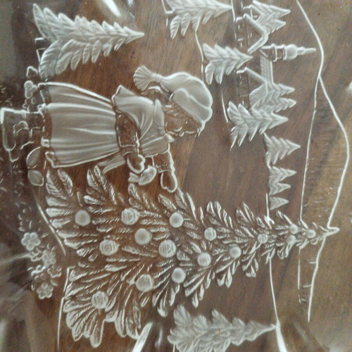 Walther serving platter made of frosted glass with Christmas scene new