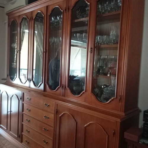 Showcase made of cherry wood like new, two parts, height 220 width 240