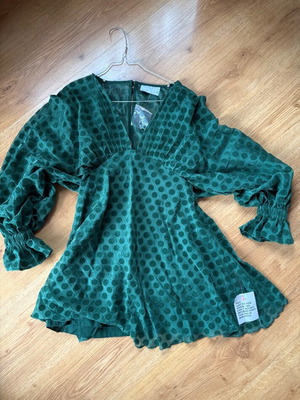 Green women's dress ASOS DESIGN size XS, new, sheer polka dot fabric