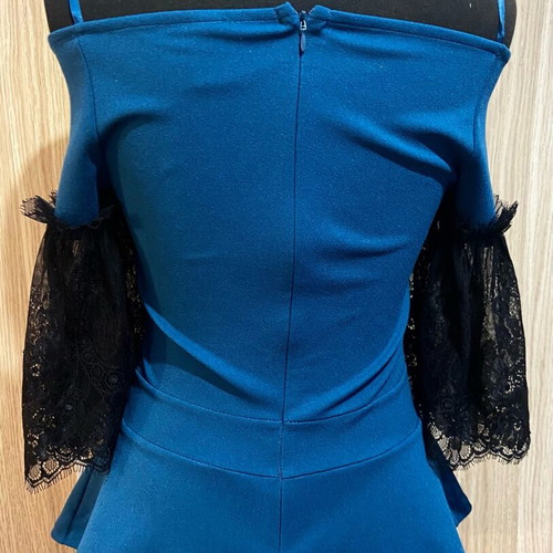 Gothic black petrol blouse and skirt set like new