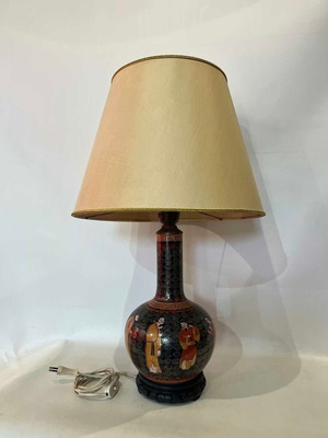 Vintage Cloisonne Chinoiserie table lamp with the Eight Immortals used