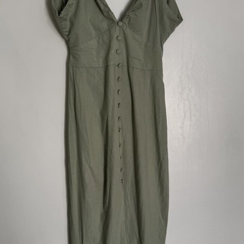 Zara Midi Linen Dress with Buttons and Open Back, used, size S