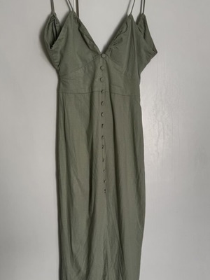 Zara Midi Linen Dress with Buttons and Open Back, used, size S