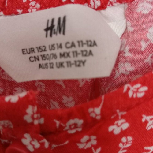 H&M dress like new, size 146-152, white and red