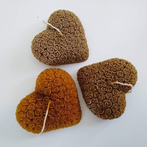 Heart-shaped candle made to order from pure beeswax