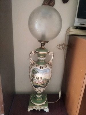 Large vintage Capodimonte porcelain table lamp