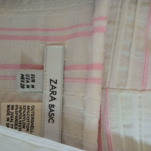 Zara blouse shirt used, white and pink, size M