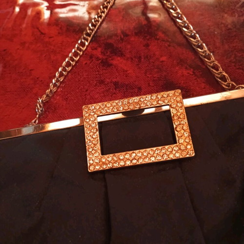 Evening satin bag used, vintage, black