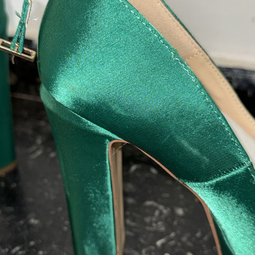 Luigi green satin high heels, size 39
