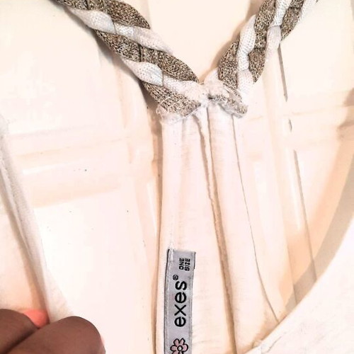 Exes white dress with braid and asymmetrical hem, used