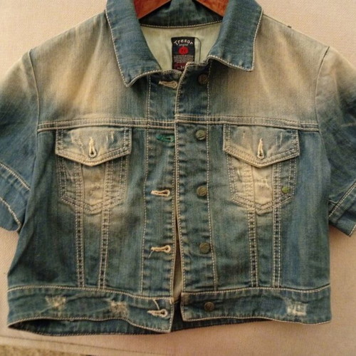 Jean cropped denim jacket Tresor like new, size XL