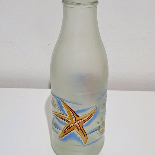 Set of frosted glass collectible bottles used, 5 pieces vintage