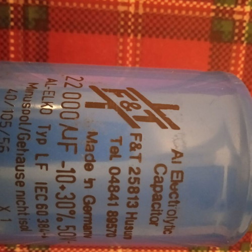 Electrolytic Capacitor AL-ELKO 22000mF Type LF Like New