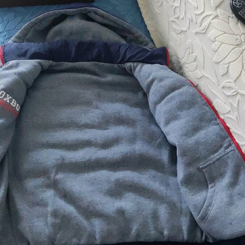 Sleeveless vest jacket used, blue, size M with detachable hood