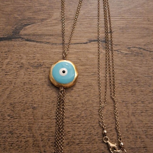 Gregio Evil Eye Necklace 925 Silver Gold Plated Like New