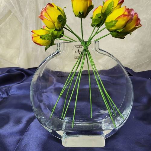 Set of 3 Handmade Glass Vases Studio AD like new