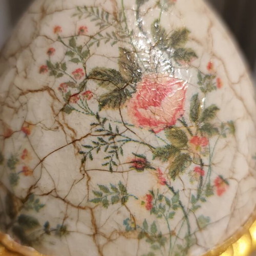 Easter decorative ceramic egg with decoupage-craquelé new