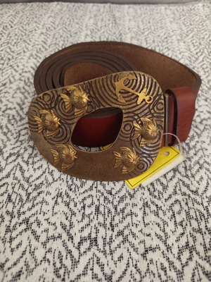 Leather women's belt new, brown, size 110 cm