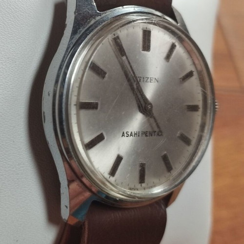 Citizen Asahi Pentax Rythm 4-020341 watch used with new brown leather nato strap