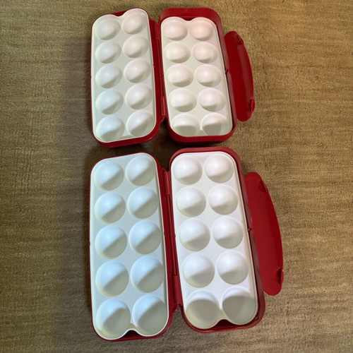 Tupperware egg holder set of 2 like new, red