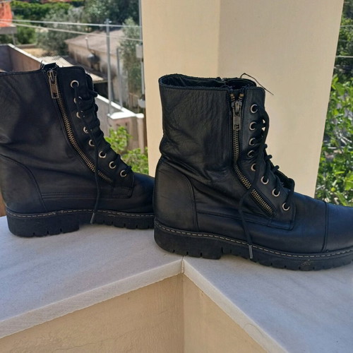 Women's black leather boots with laces Tsakiris Mallas used