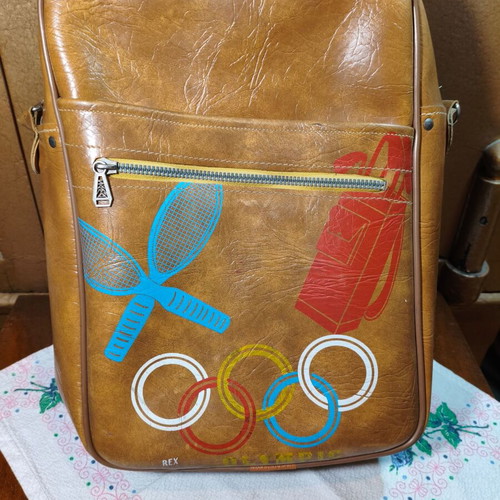 Vintage Rex Olympic leather bag 1960s handmade, like new