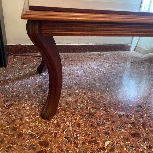 Wooden coffee tables set used with curved legs, two pieces