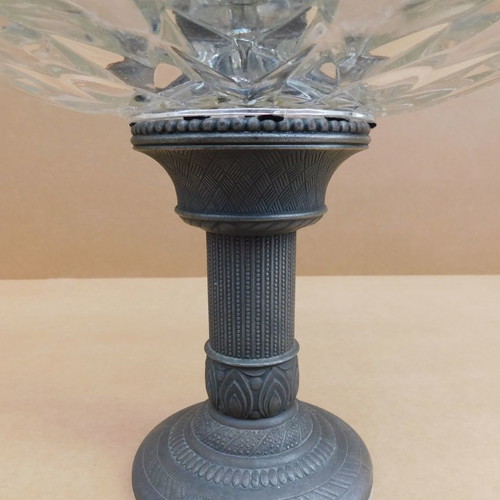 Crystal fruit bowl with metal base German, about 70 years old