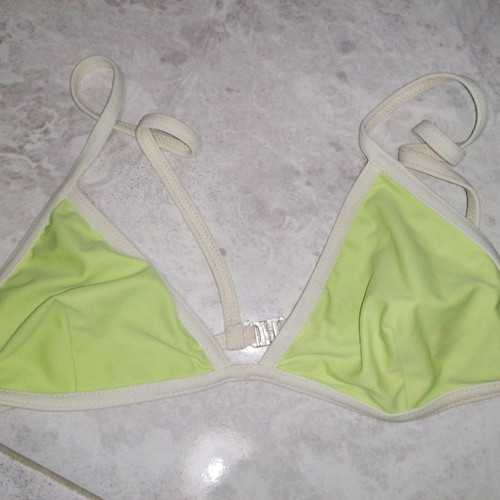Swimsuit used light green white vintage, size S