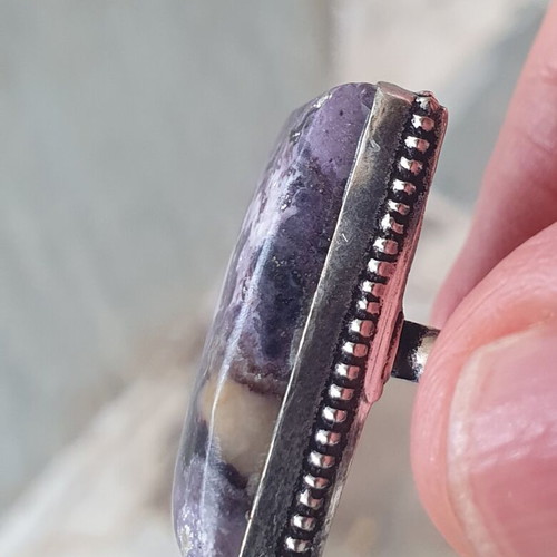 Sodalite ring silver plated, new, USA size 7.5-8, 3cm stone