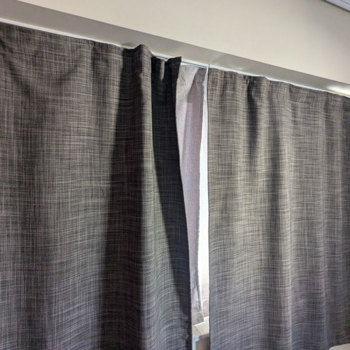 Grey blackout curtains set, double with inner and outer panels