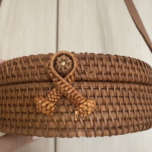 Mango straw shoulder bag like new, beige and brown