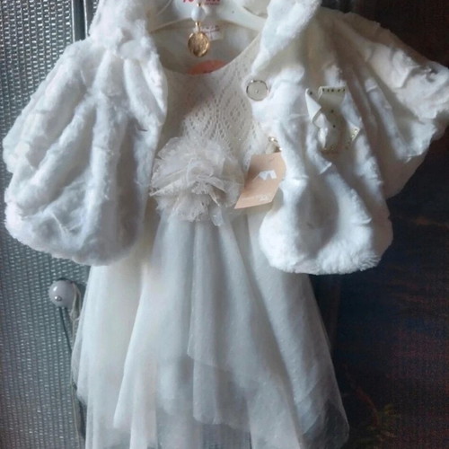 Complete baptism package new with dress, oil cloths, candle and accessories