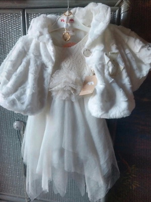 Complete baptism package new with dress, oil cloths, candle and accessories