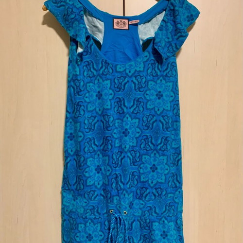 Juicy Couture blue terry shortsuit like new with ruffles and drawstring