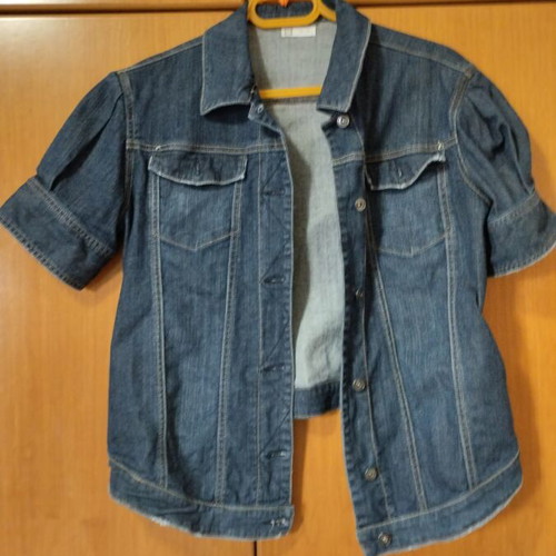 Prenatal short-sleeve denim jacket like new, dark blue, size M