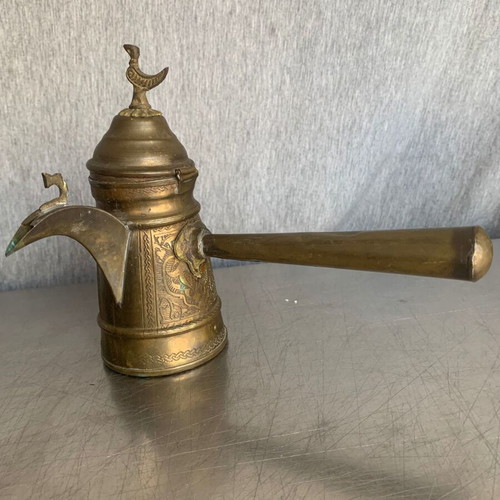 Coffee cezve old used, copper and brass