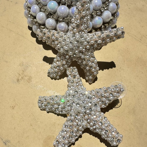 Starfish earrings new with pearls and zircon, gold tone