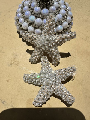 Starfish earrings new with pearls and zircon, gold tone