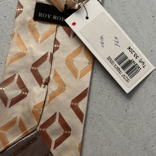 Roy Robson vintage tie new, beige and brown silk