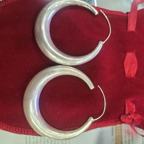 Silver 925 large hoop earrings like new, 6cm