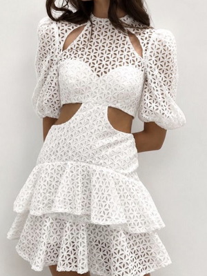 White Broderie Anglaise dress with cut-outs, Thurley style