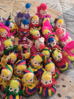 Handmade vintage clown dolls set of 40 from the 1990s