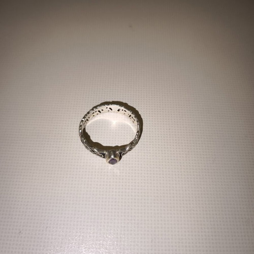 Silver ring with amethyst stone used, men's thumb size