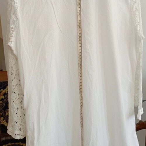 G.C. Overseas White Boho Lace Cotton Tunic Blouse XL like new