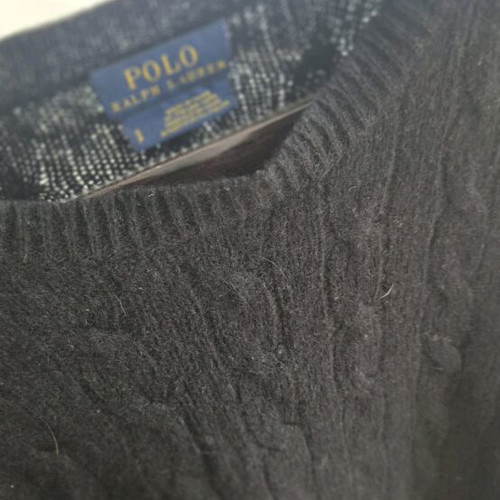 Πλεκτό poncho Polo Ralph Lauren μεταχειρισμένο, μαύρο με πλεξούδα